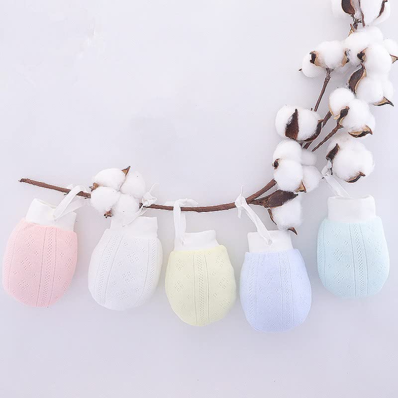 Adeimoo Cute Boys Girls Cotton No Scratch Gloves Drawstring Adjustable Mittens for Baby Infants (5 Pair Eyelet mitten) - Image 2